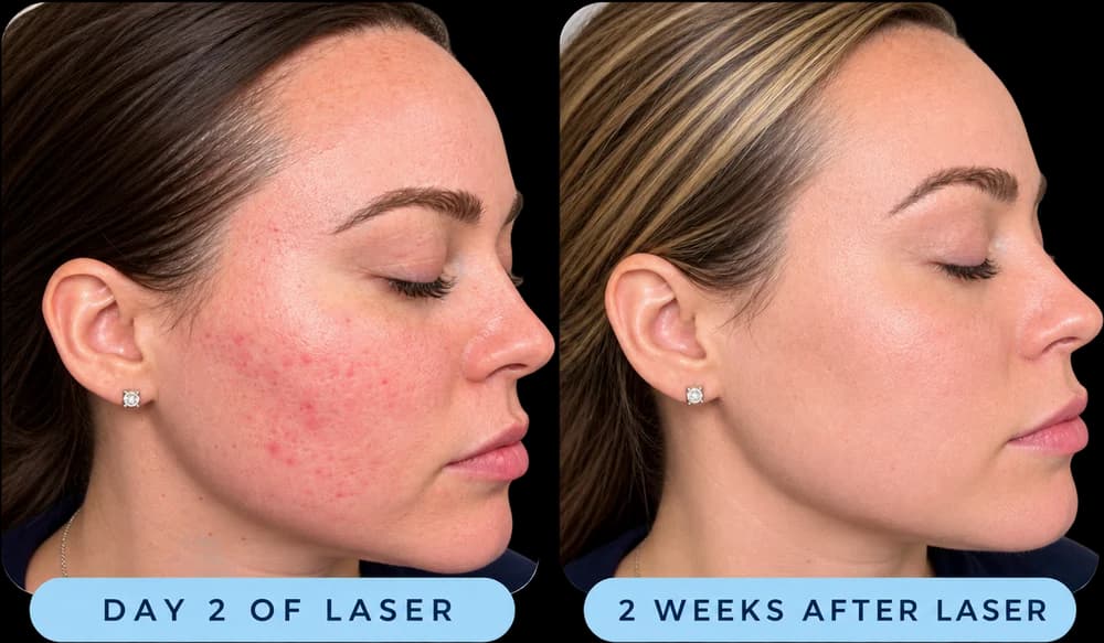 Day 2 and two weeks after Clear + Brilliant Laser Facial